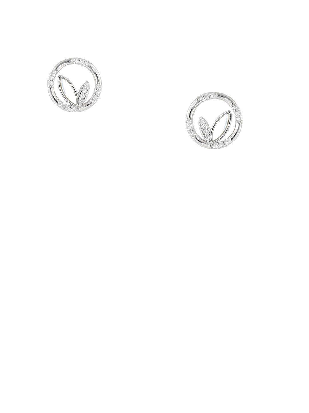 Shyne Jewels 925 Sterling Silver Rhodium-Plated CZ Stones Studded Circular Shaped Studs