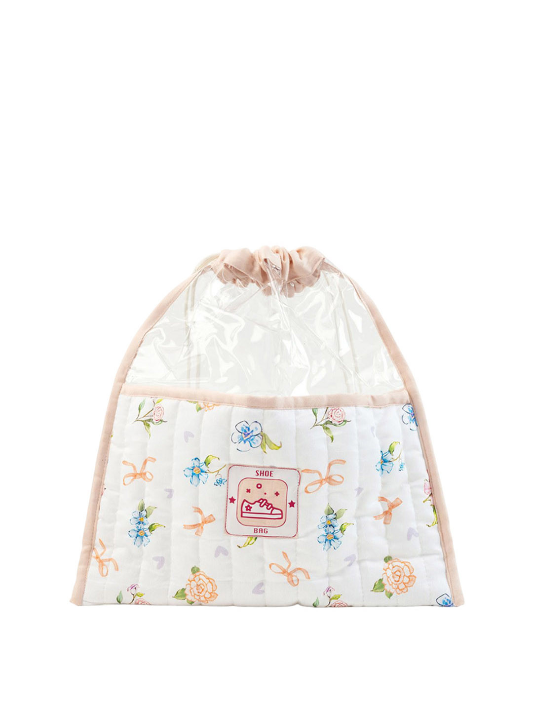 Fancy Fluff White & Blue Printed Shoe Bag - Heirloom