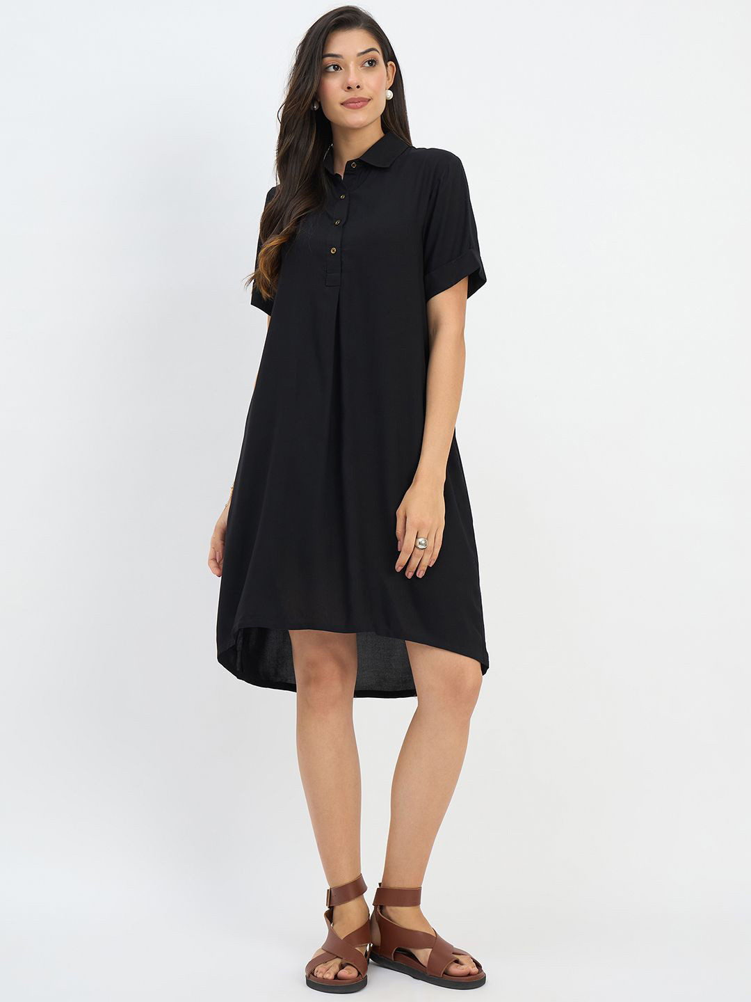 Color Cocktail Women Shirt Style Dress
