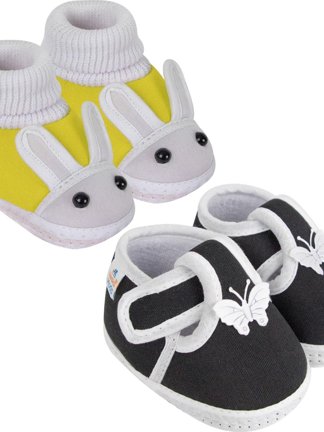 NESKA MODA 12 To 18 Month Non Slip Set of 2 Pair Cotton Baby Booties