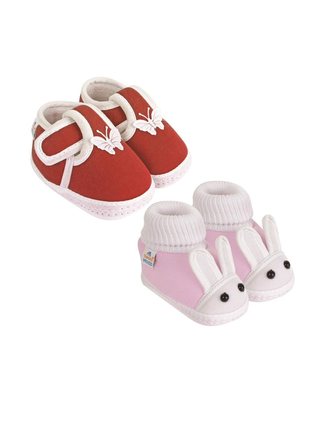 NESKA MODA 0 To 6 Month Newborn Baby Boy & Baby Girls 2 Pair Soft Cotton Skin-Friendly Baby Booties