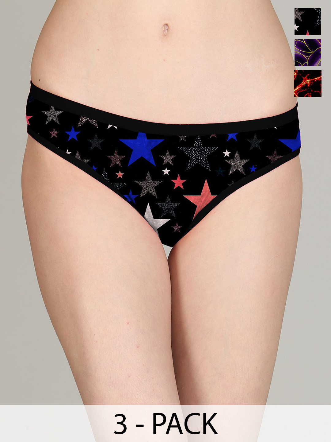 Lola Dola Pack Of 3 Printed Pure Cotton Hipster Briefs + PPC-01--(1-8-16)