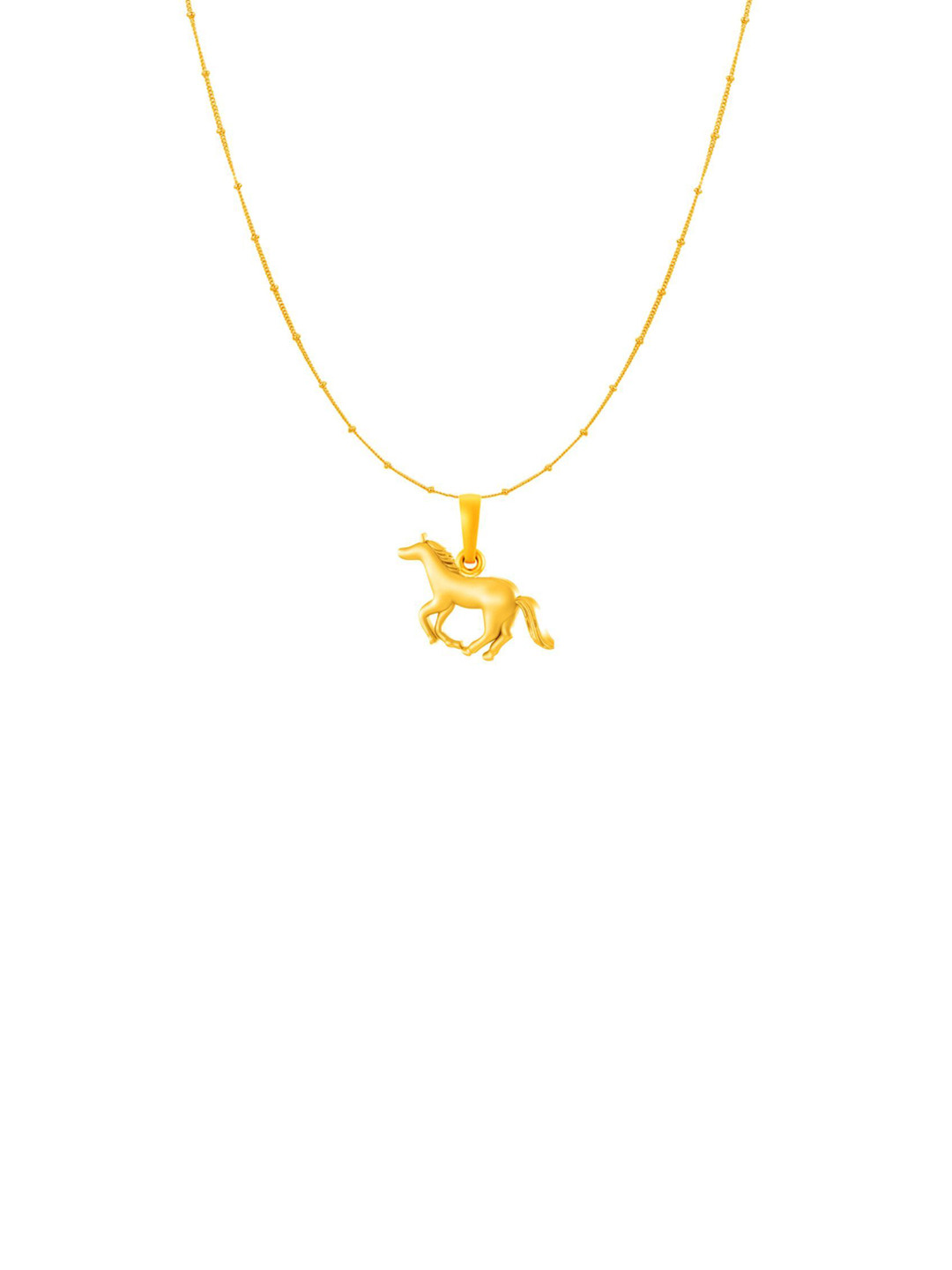 AKSHAT SAPPHIRE 925 Sterling Silver 22KtGold-Plated Horse Pendant With Ball Chain