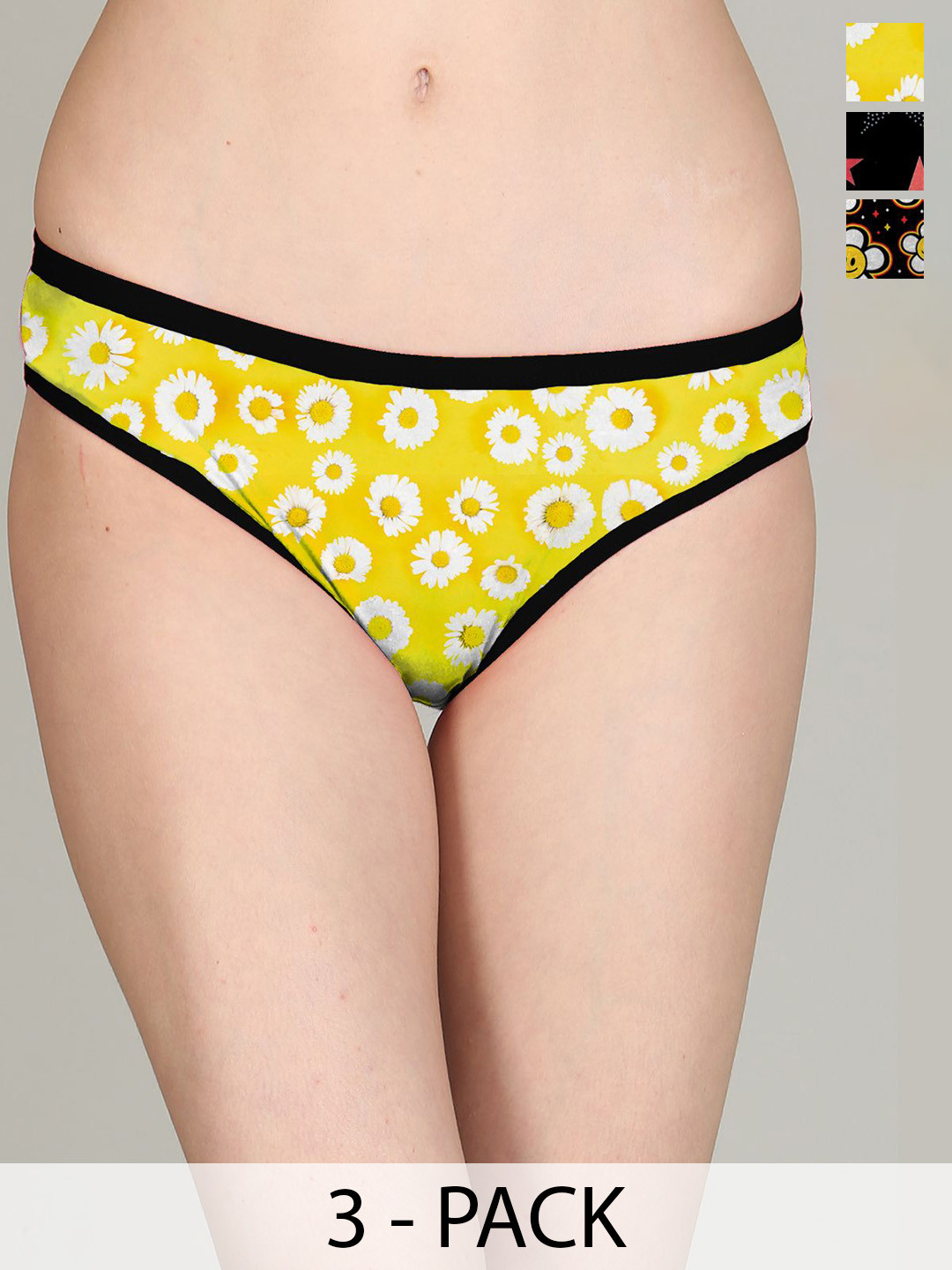 Lola  Dola Pack Of 3 Printed Pure Cotton Hipster Briefs + PPC-01--(1-13-22)