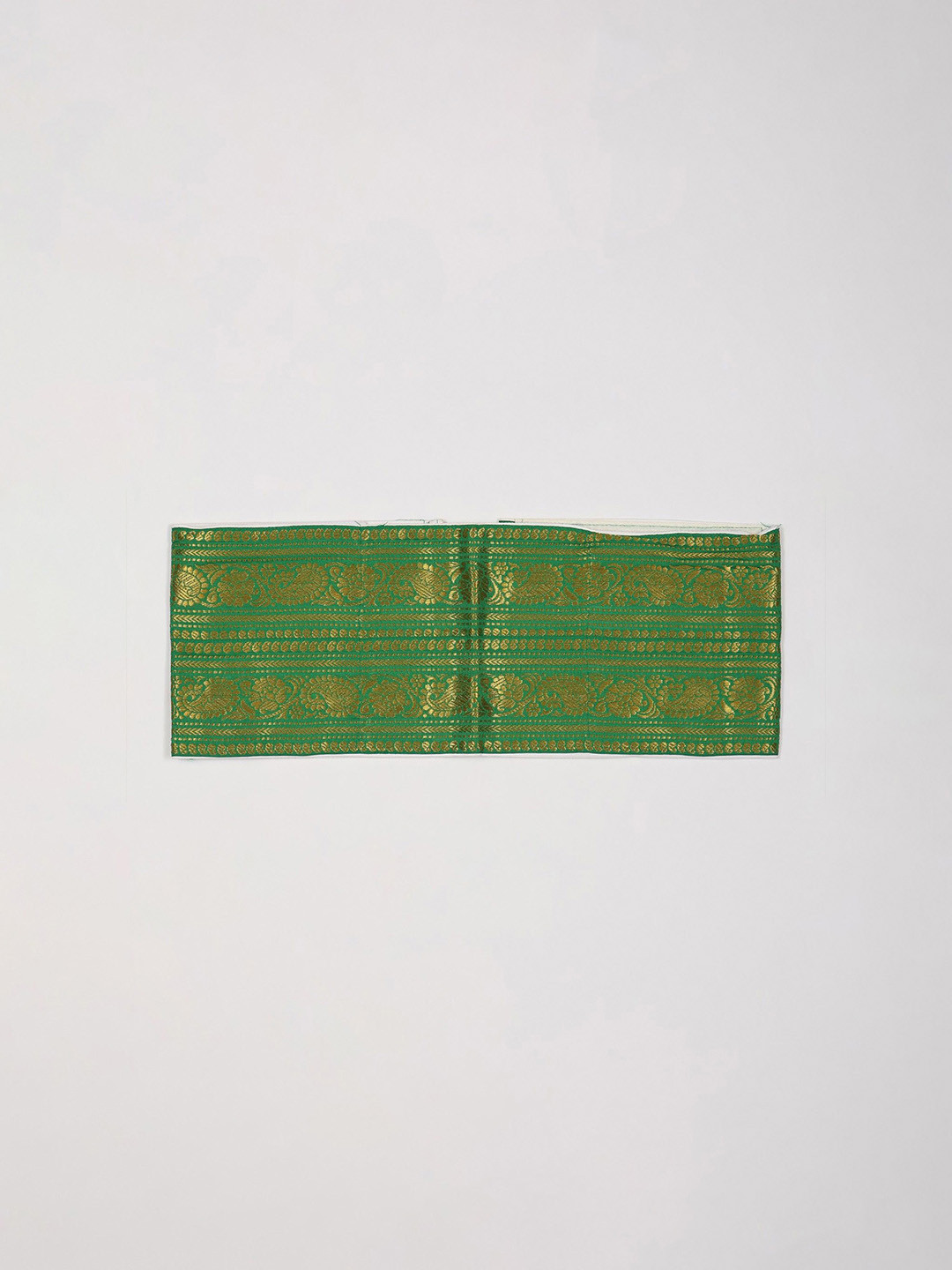 Exotic India Men Zari Woven Paisley Pattern Dhoti Belt with Adjustable Hook And Zip Pouch