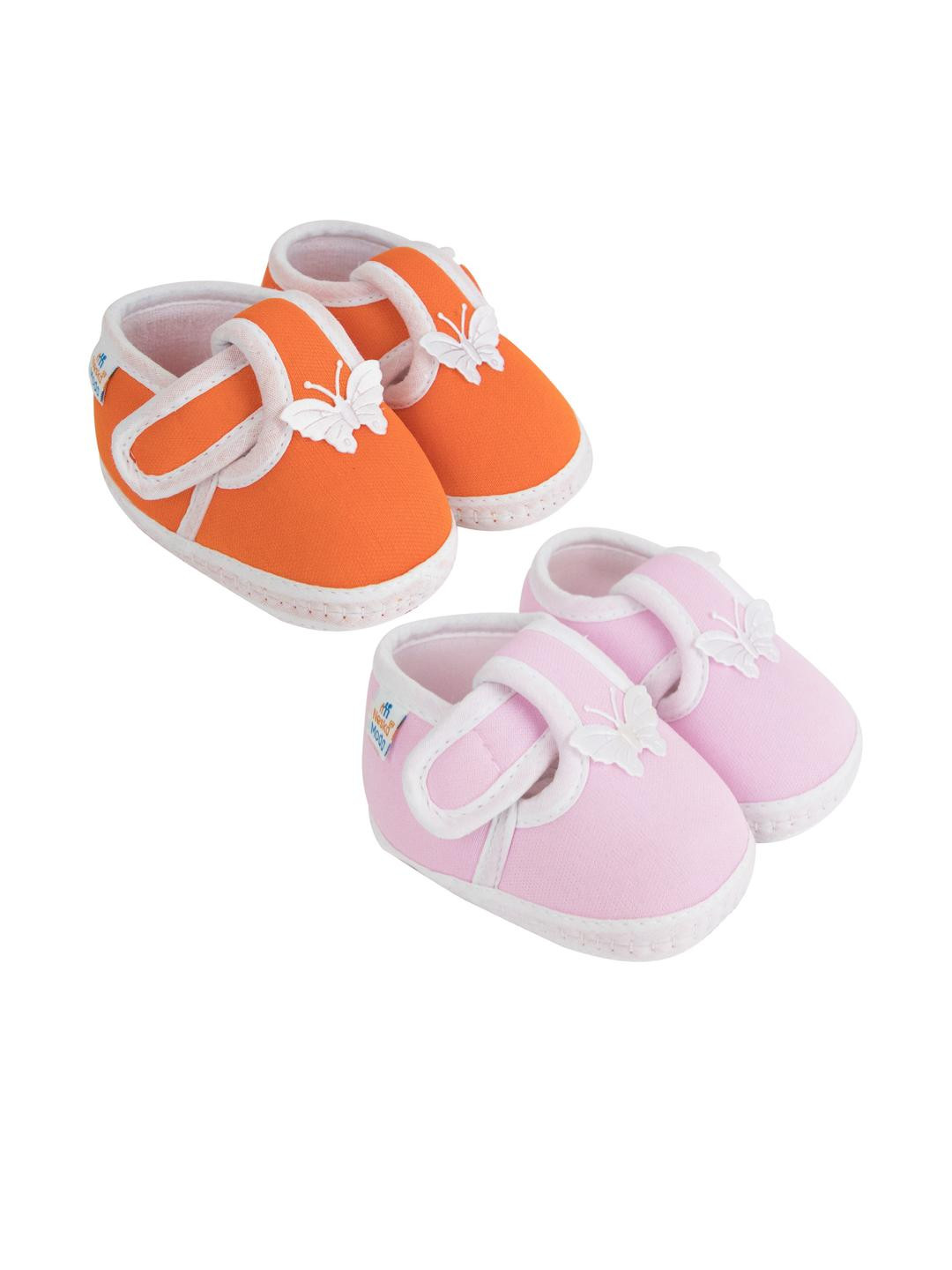 NESKA MODA 0 To 12 Months Cotton Booty 2 Pair Newborn Baby Boys & Girls Skin Friendly Soft Booties