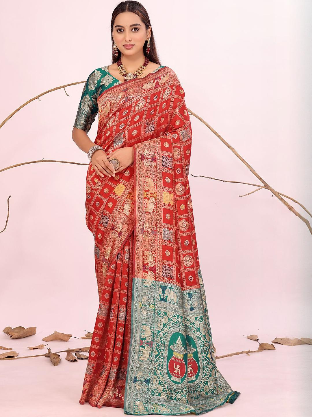 Moda Rapido Woven Design Zari Silk Cotton Kanjeevaram Saree