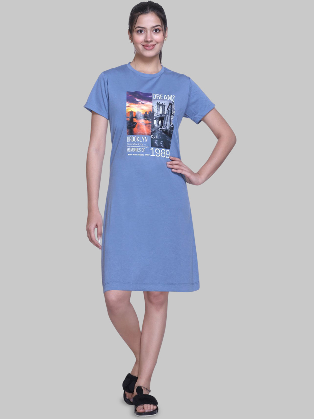 KIZA Printed Cotton Tshirt Nightdress