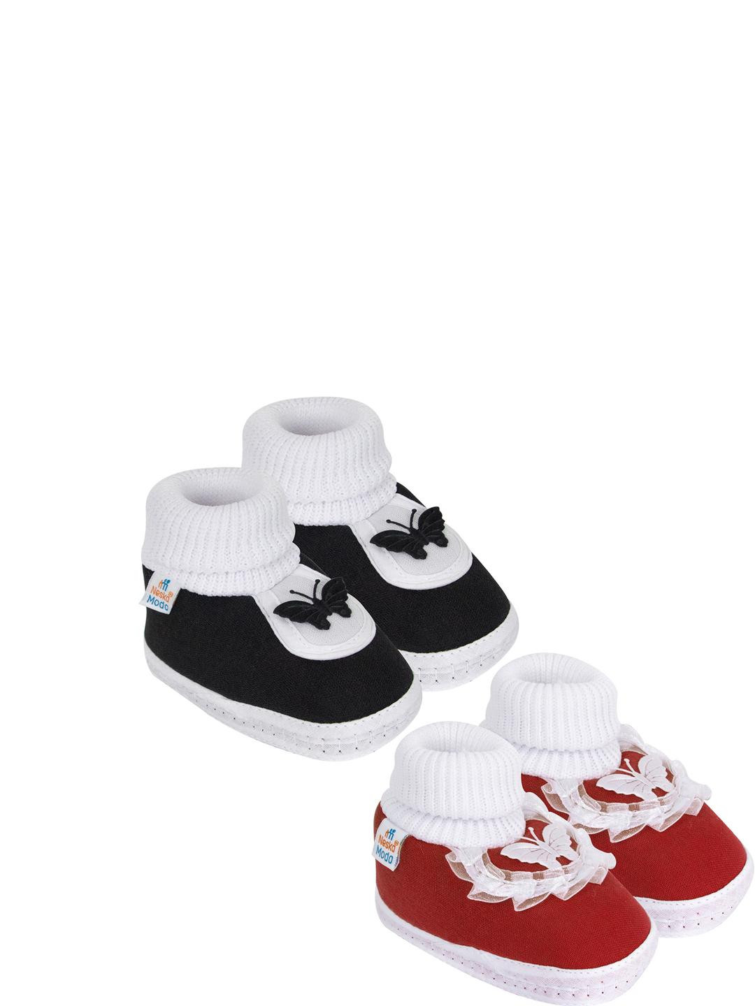 NESKA MODA 12 To 18 Month Set of 2 Pair Toddler Baby Girls Butterfly Non Slip Cotton Booties