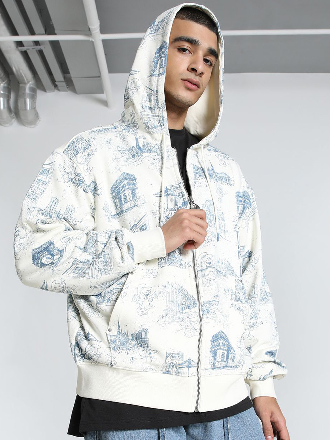 Puma x Fenty x Smurfs Toile Unisex Oversized Cotton Hoodie Jacket