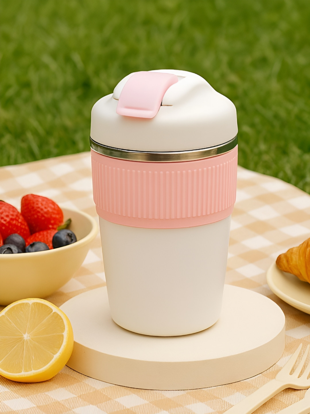 Myntra Elegant Homes White Stainless Steel Coffee Tumbler- 480 ml