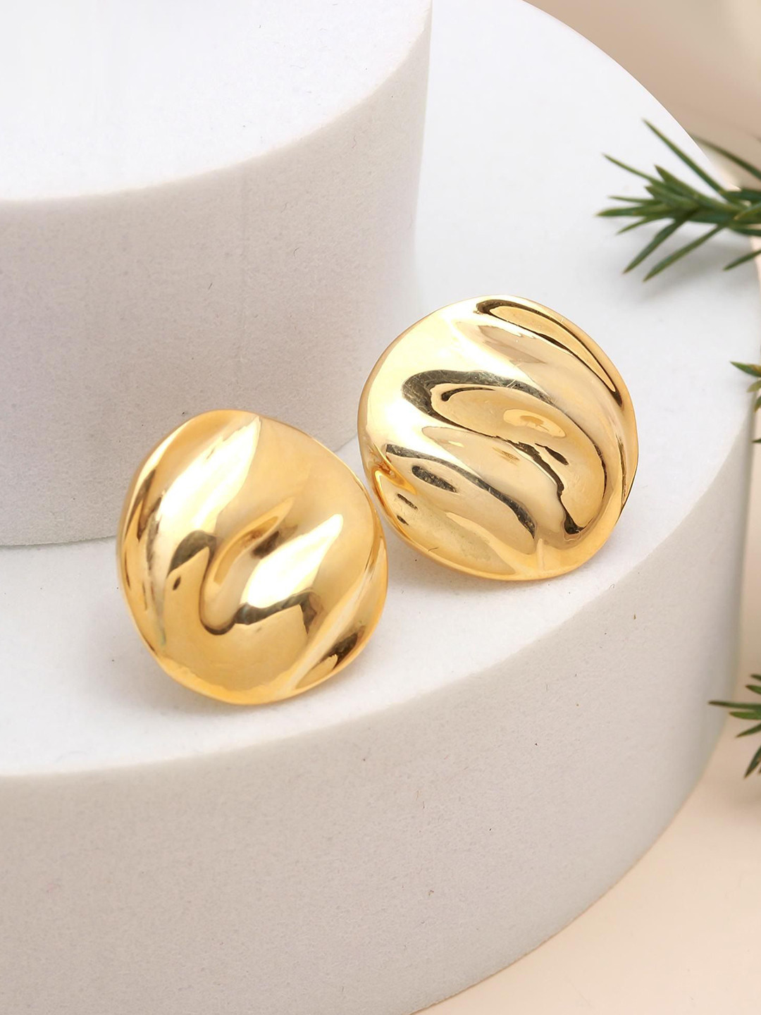 ORO ALMA Molten Glow Gold-Plated Contemporary Studs