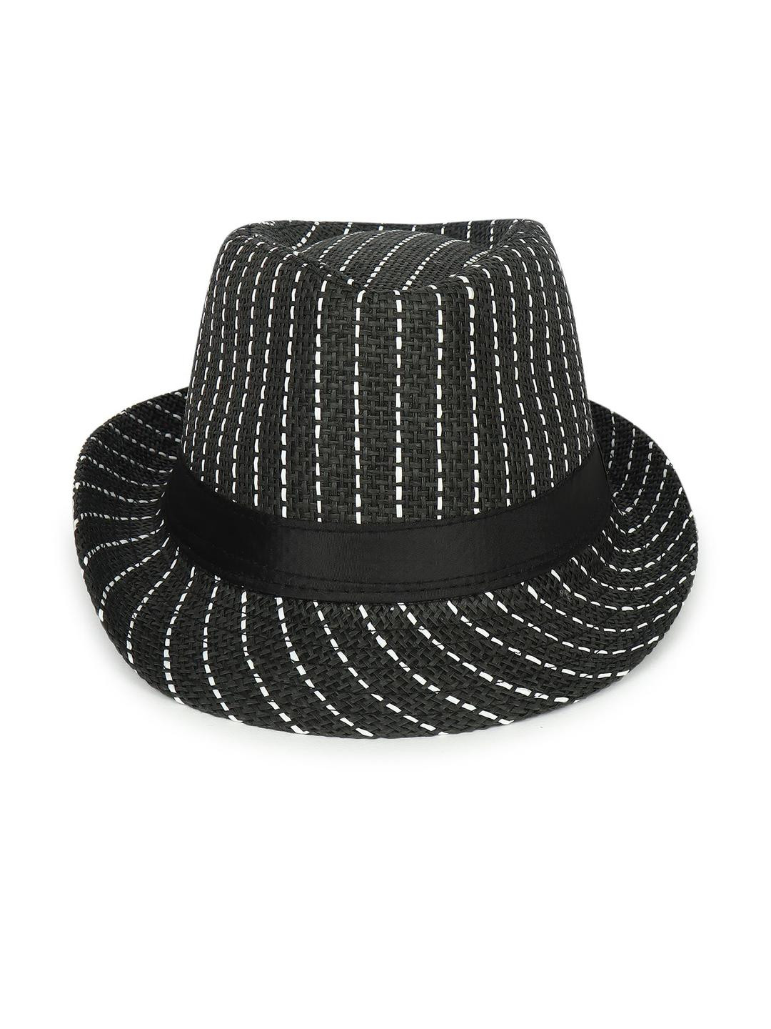 Zacharias Men Striped Paper Jute Fabric Fedora Hat
