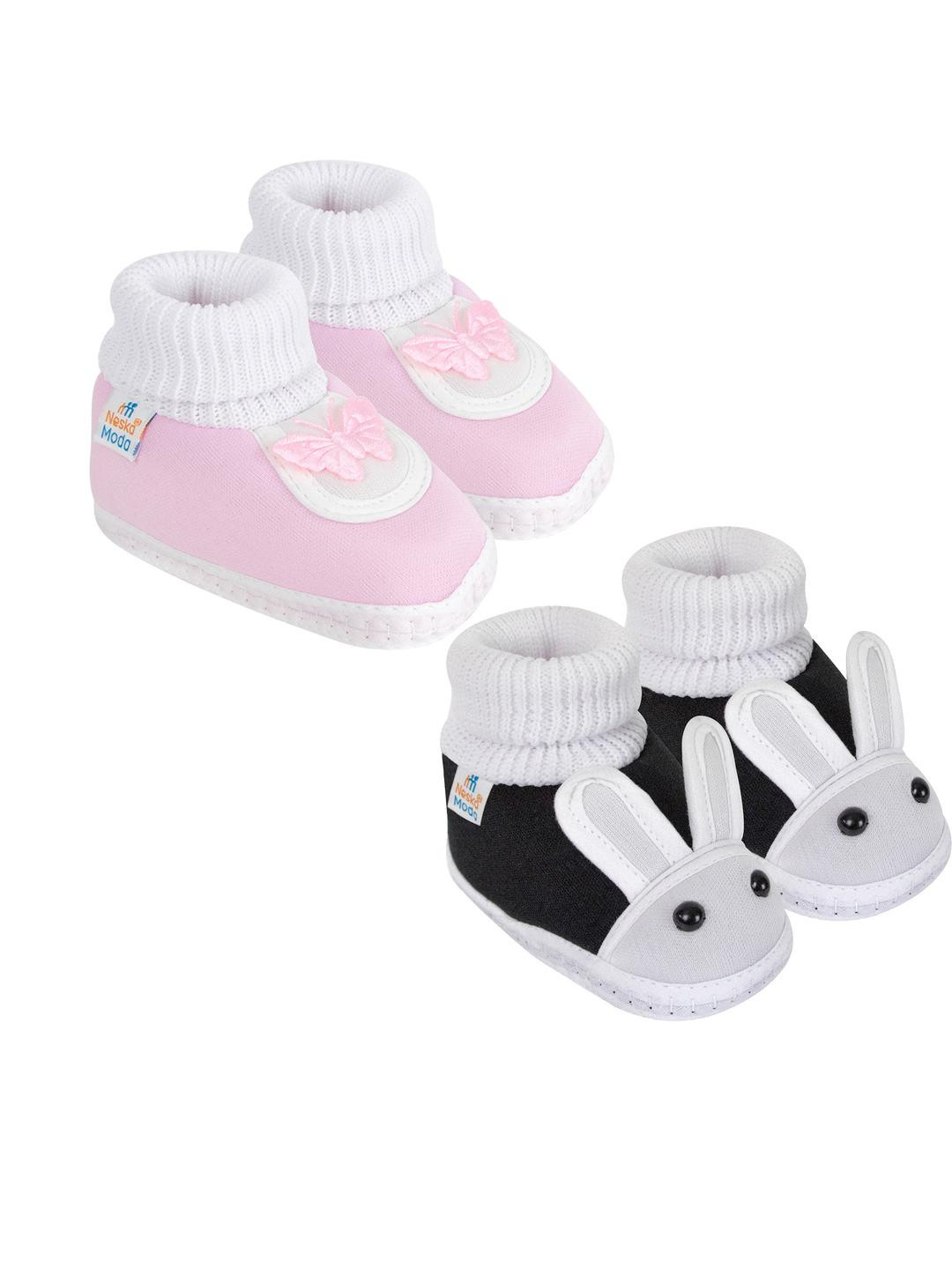 NESKA MODA 3 To 12 Month Cotton Booty 2 Pair Newborn Unisex Baby Skin Friendly Soft Rabbit Booties