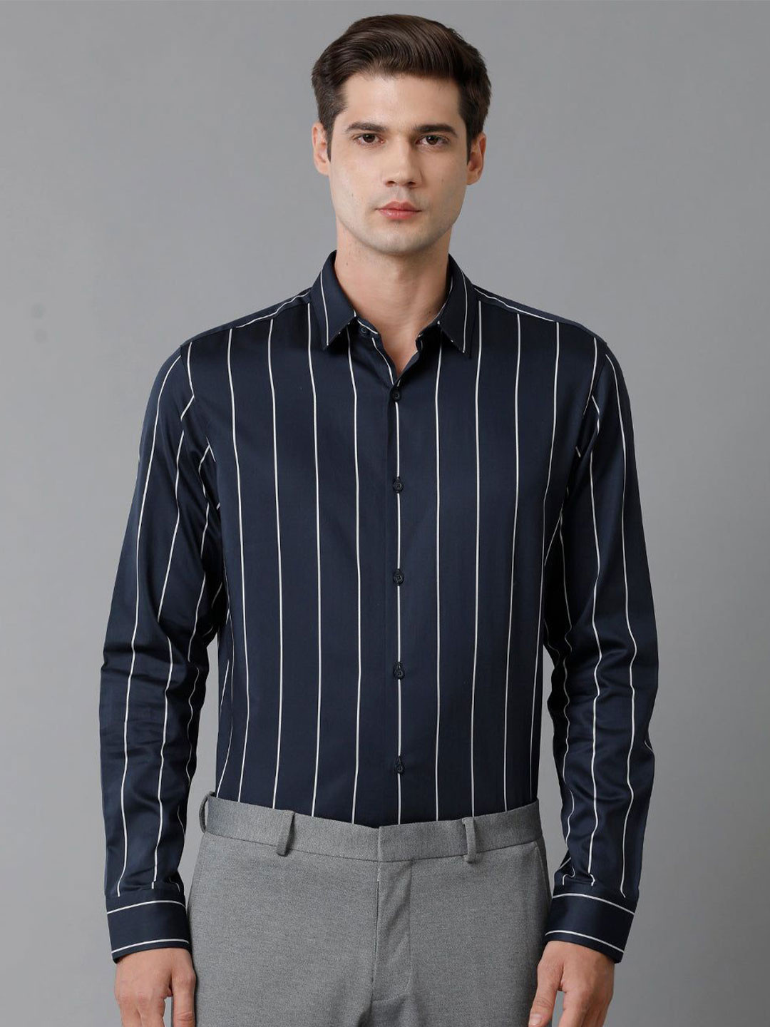 The Collection Classic Slim Fit Striped Spread Collar Shirt