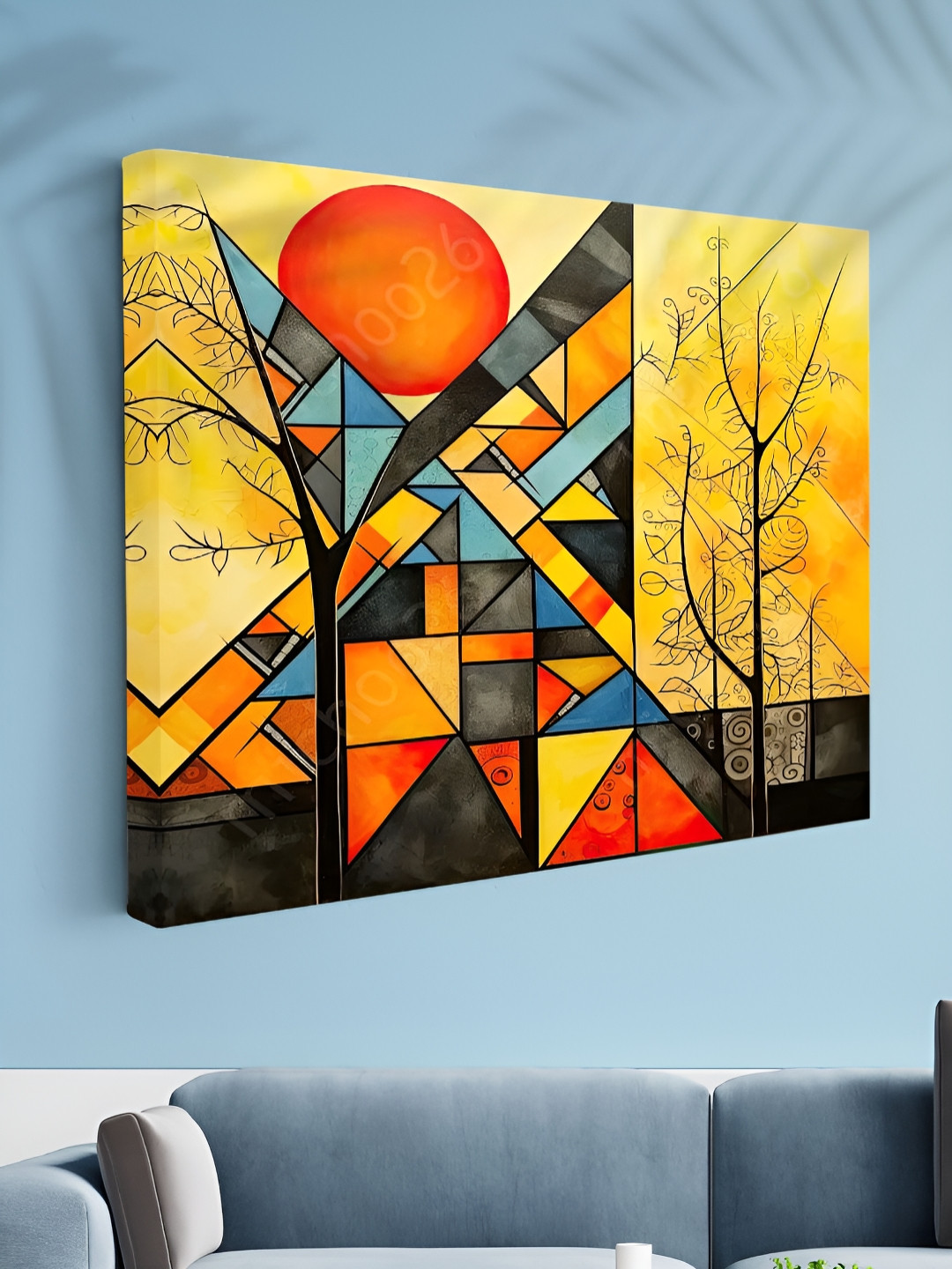 Myntra Elegant Homes Yellow & Orange Colored Abstract Printed Canvas Wall Art