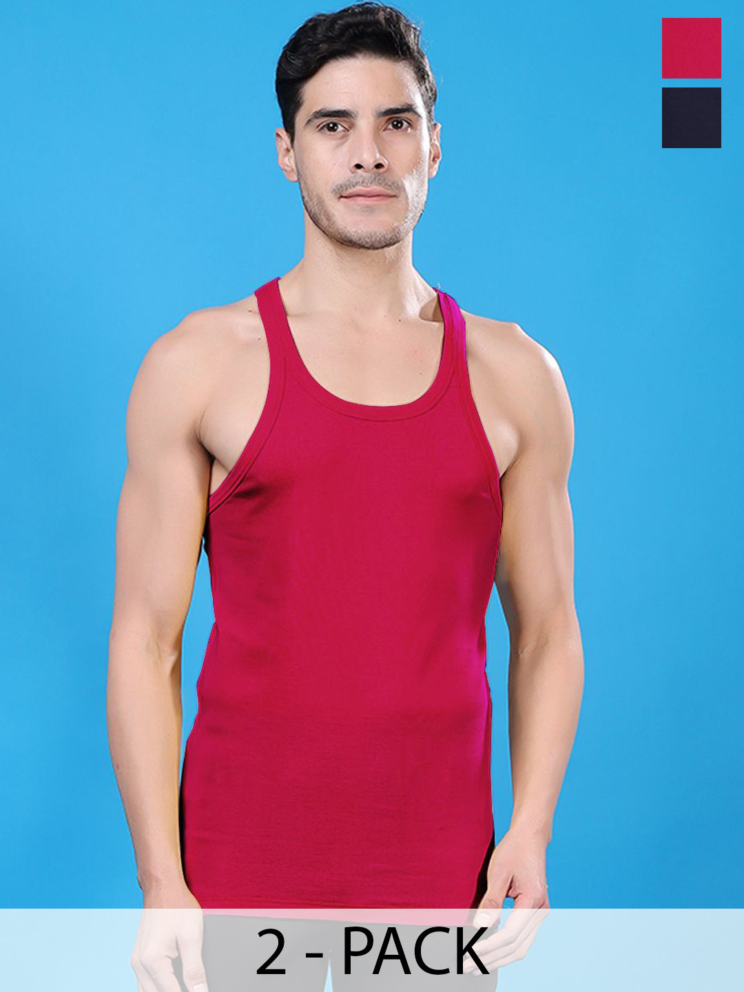 Friskers Pack Of 2 Pure Cotton Gym Vests 270525CA-07-17
