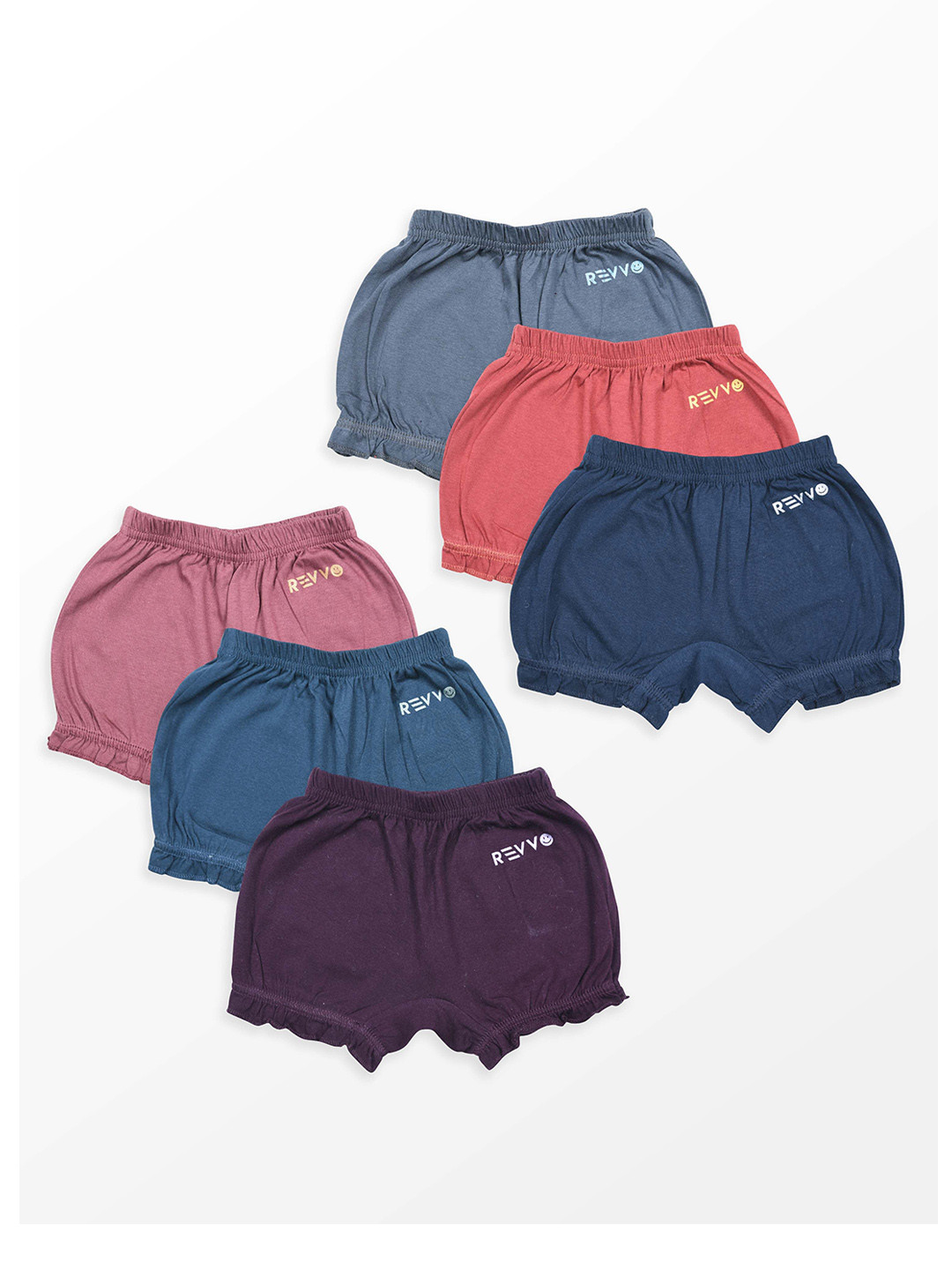 Revvo Junior Girls Pack Of 6 Basic Briefs RJB-304-ASH,RED,NAVY/MAROON,BLUE,PURPLE