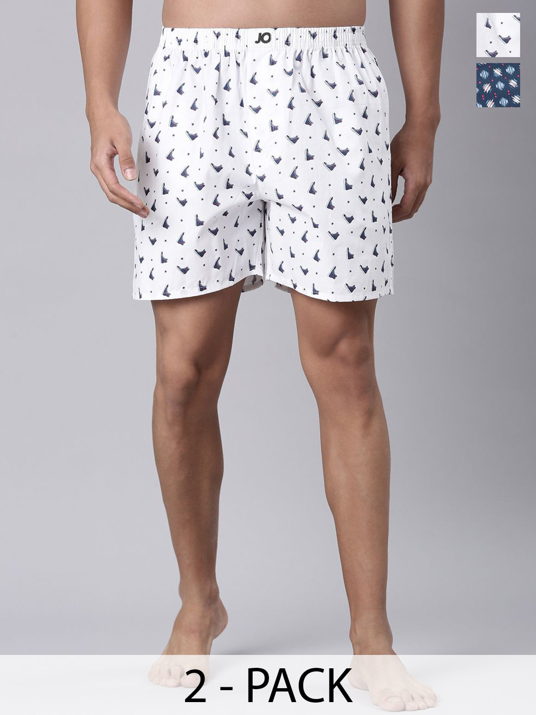 Joven Pack Of 2 Printed Pure Cotton Side Pocket Boxers 25JB2P-NGWS