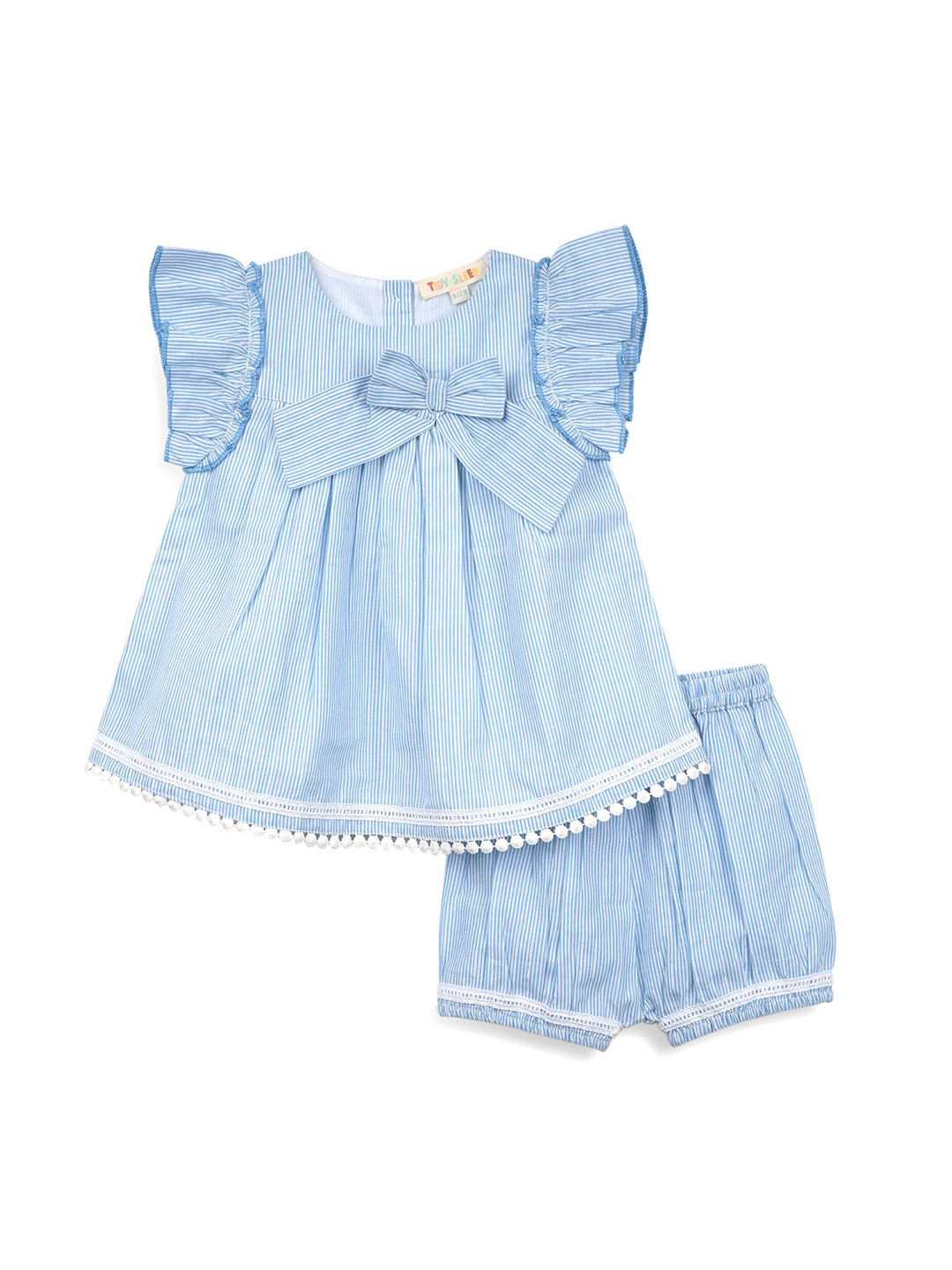 TIDY SLEEP Girls Striped Top with Shorts