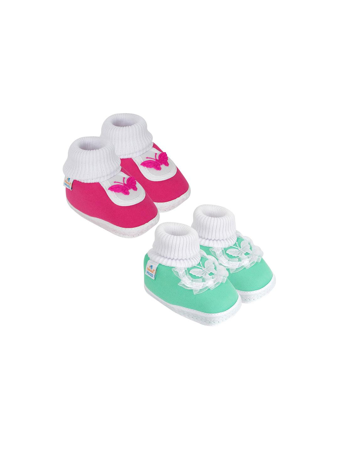 NESKA MODA 3 To 12 Month Cotton Baby Booty 2 Pair Combo Skin Friendly Soft Frill Butterfly Booties