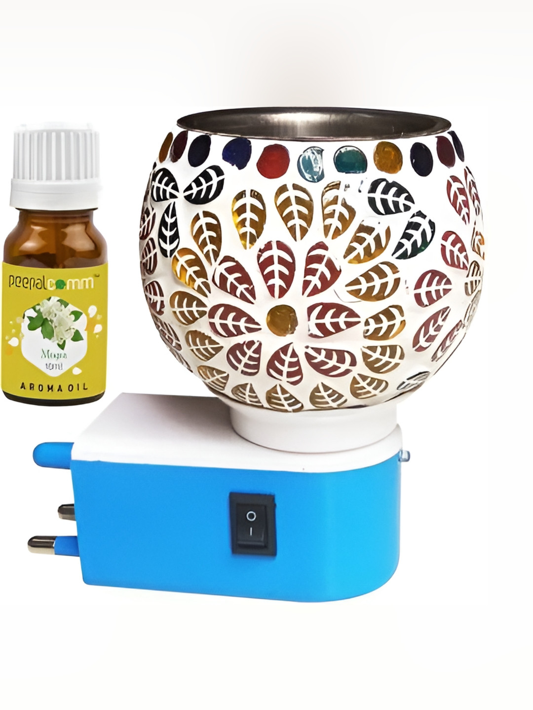 PEEPALCOMM White & Brown Leaf Pattern Electric Kapoordani With Mogra Oil-10 ml