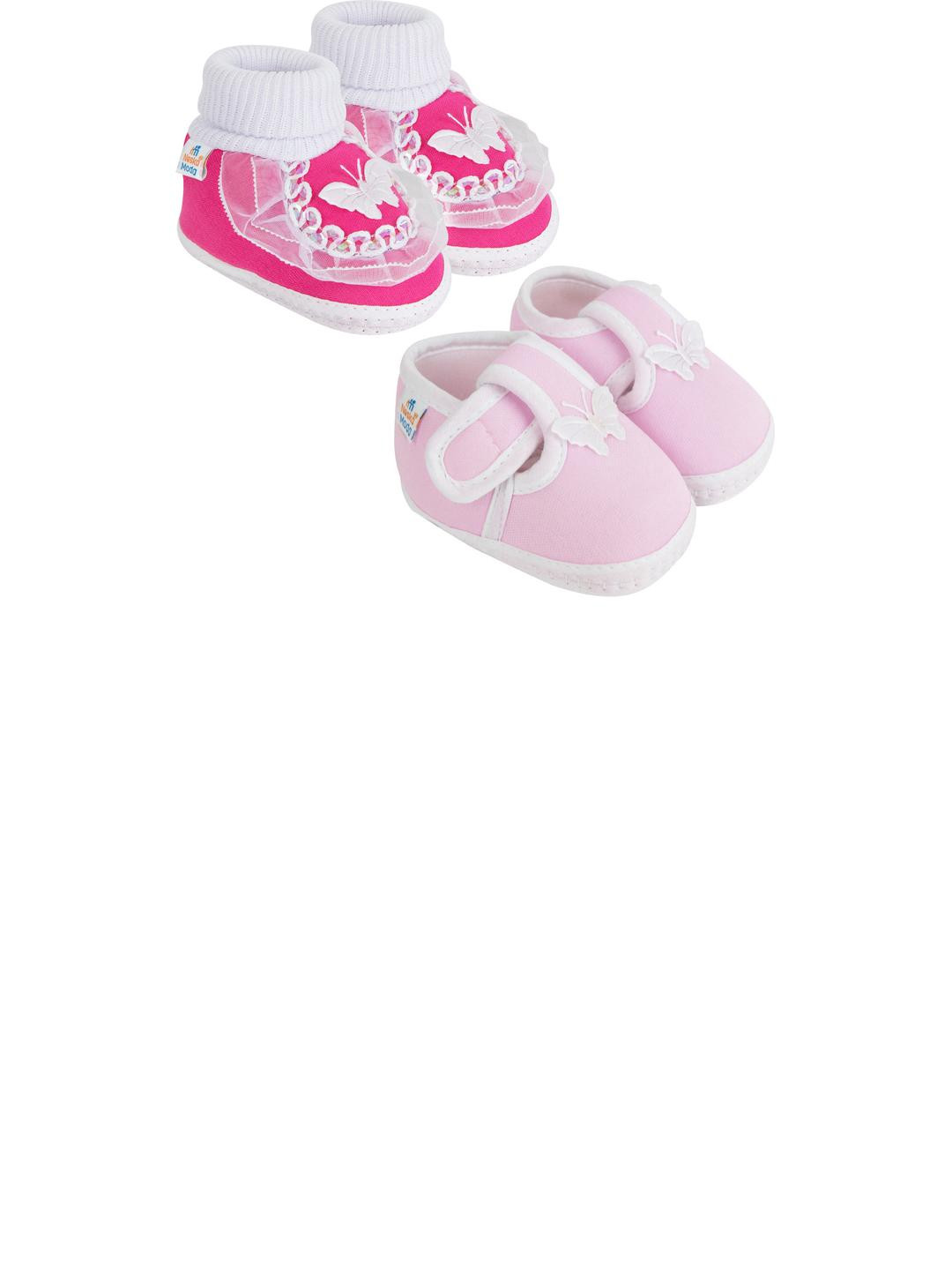 NESKA MODA Set of 2 Pair Toddler Baby Girls Butterfly Non Slip Cotton Booties