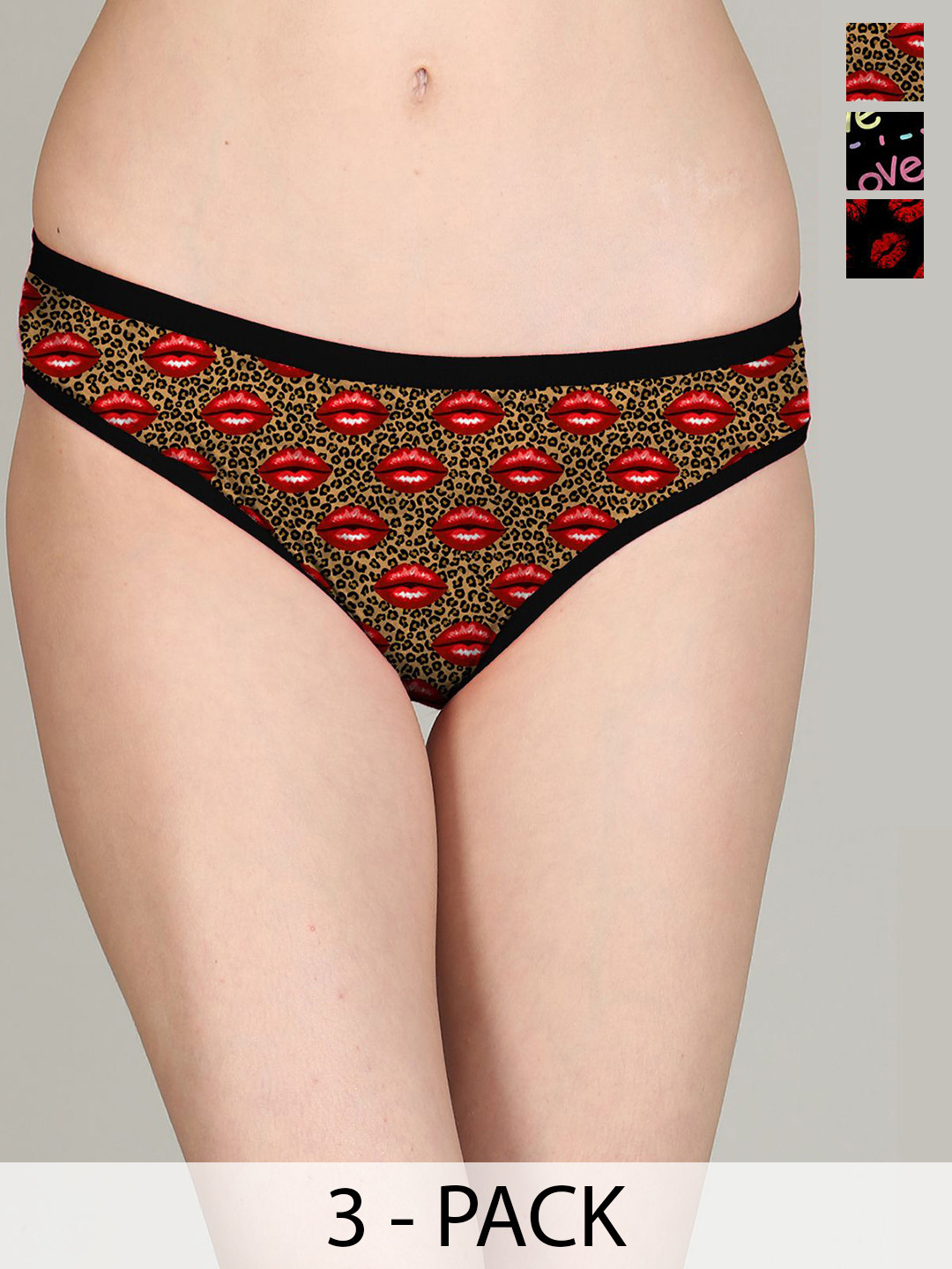 Lola  Dola Pack Of 3 Printed Hipster Briefs + PPC-01--(2-4-6)
