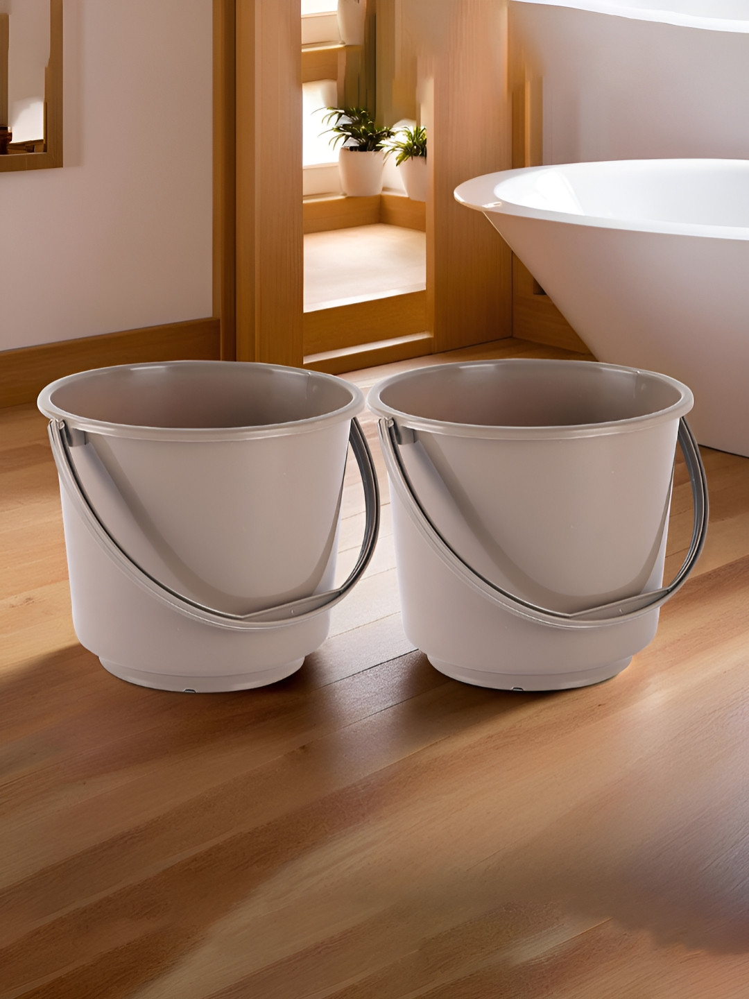 Aura Brown Pack of 2 Multi-Purpose 5 Litre Small Bucket for Mopping Washing Balti