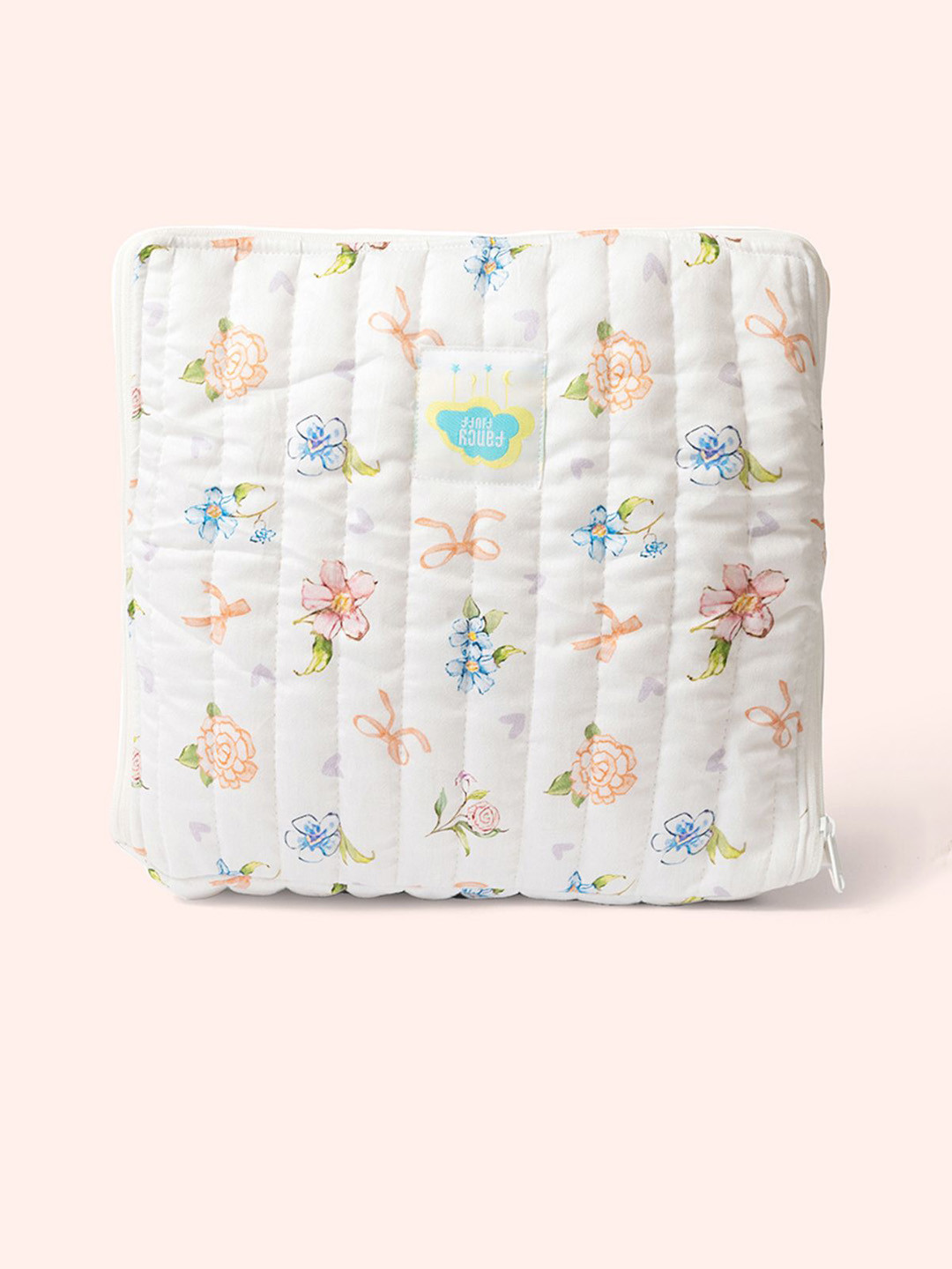 Fancy Fluff Girls White & Blue Organic Cotton Storage Bag - Heirloom