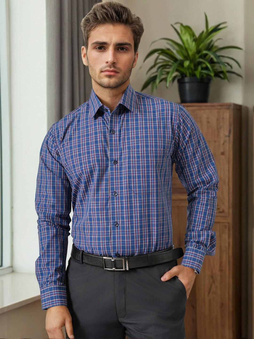 Haute Tissue Aristocrat Blue Check Formal Shirt