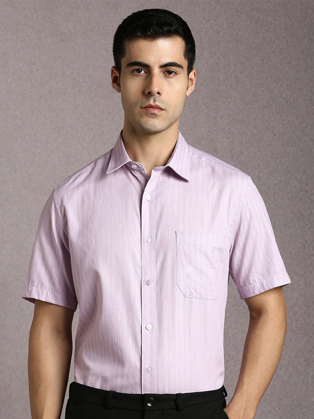 Louis Philippe Spread Collar Cotton Shirt