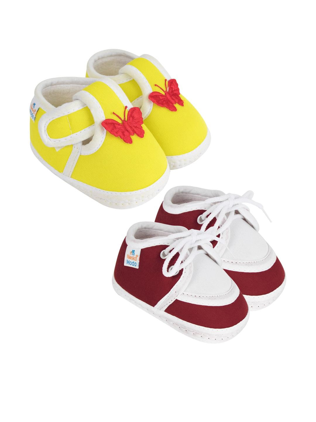 NESKA MODA 0 To 6 Month Newborn Baby Boy & Baby Girls 2 Pair Soft Cotton Skin-Friendly Baby Booties