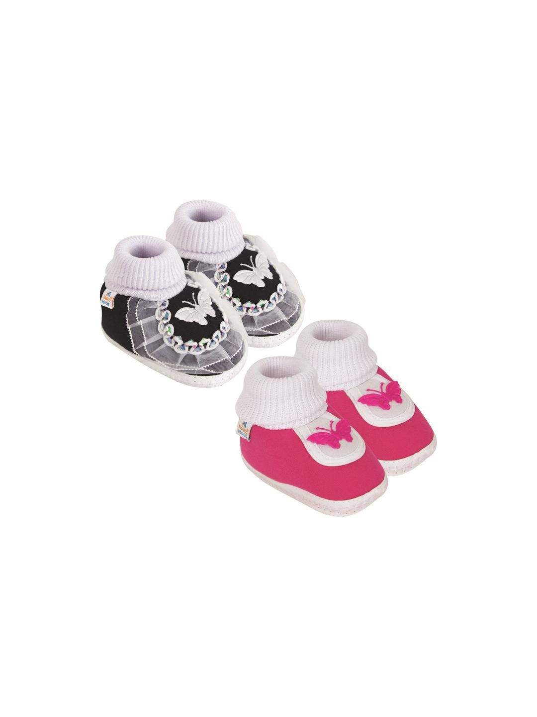 NESKA MODA Newborn 3 To 12 Months Cotton Baby Booty 2 Pair SkinFriendly Frill Butterfly Booties