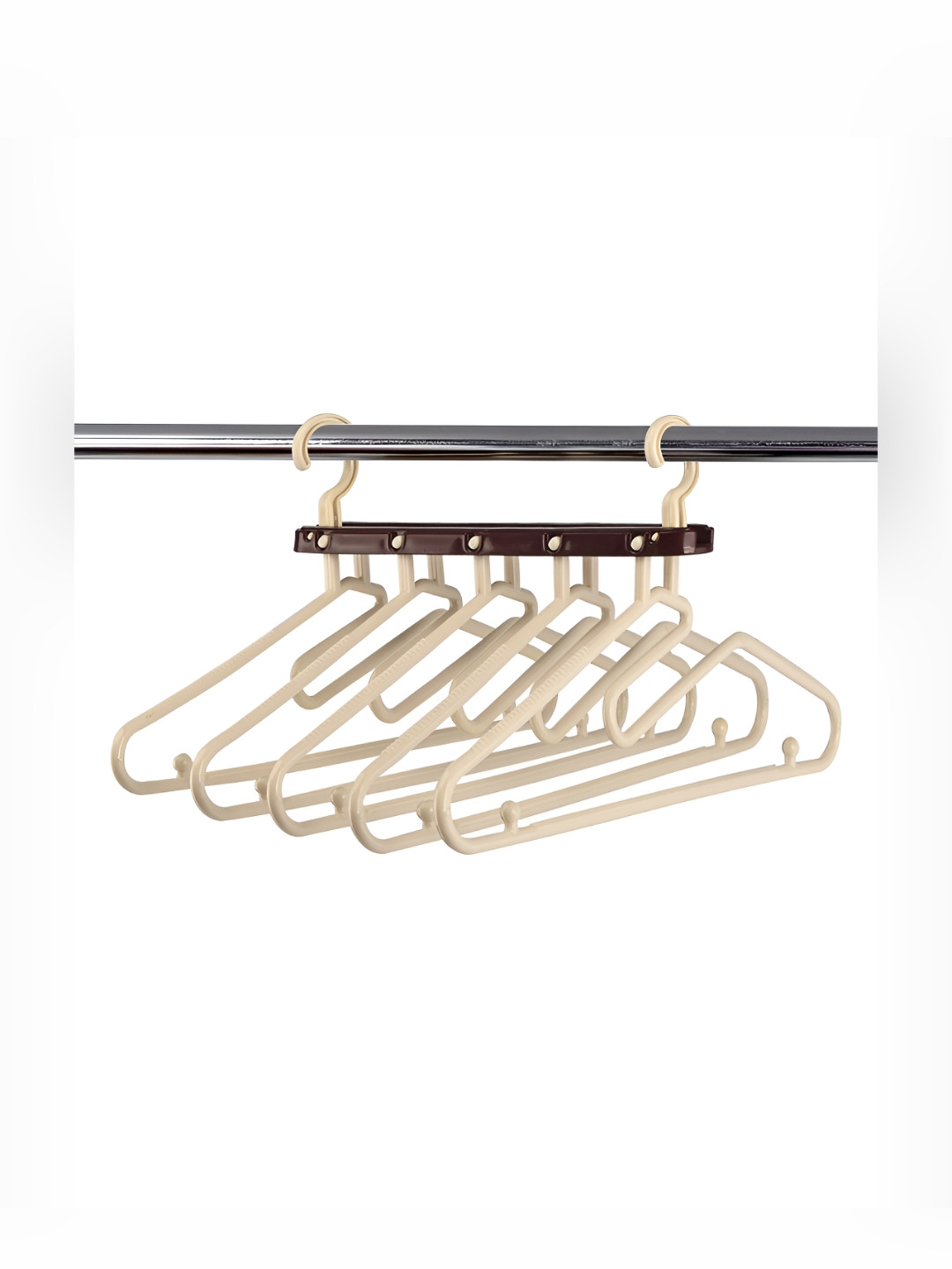 Aura Brown & Cream Coloured 5 In 1 Foldable Multipurpose Cloth Hanger