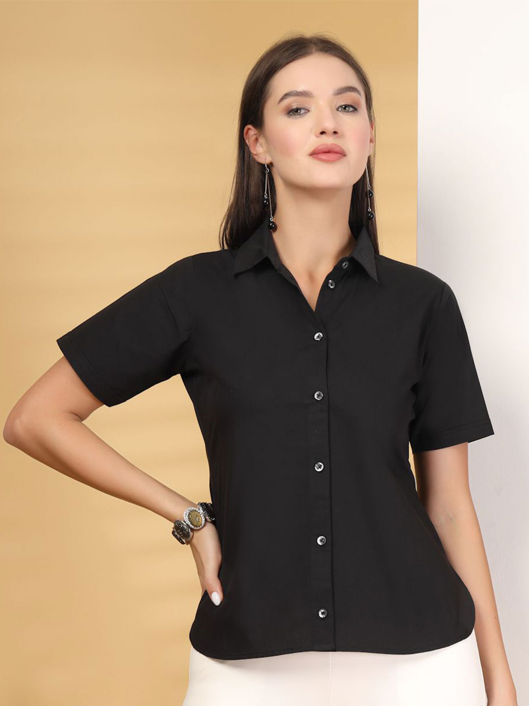 T TRYON ULTIMATE Classis Spread Collar Cotton Half Sleeves Shirt