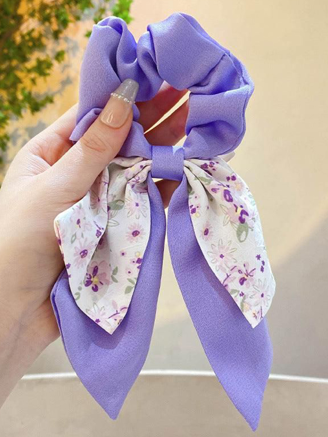 Radhya Accessories Floral Cotton Tail scrunchy