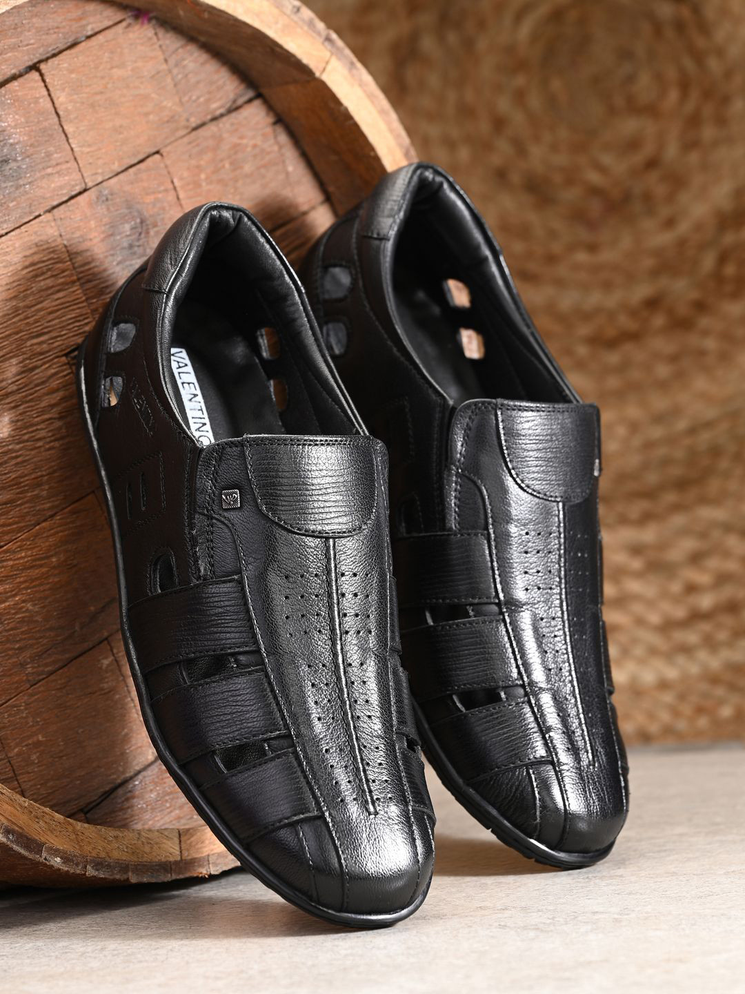 Valentino Men Leather Shoe-Style Sandals