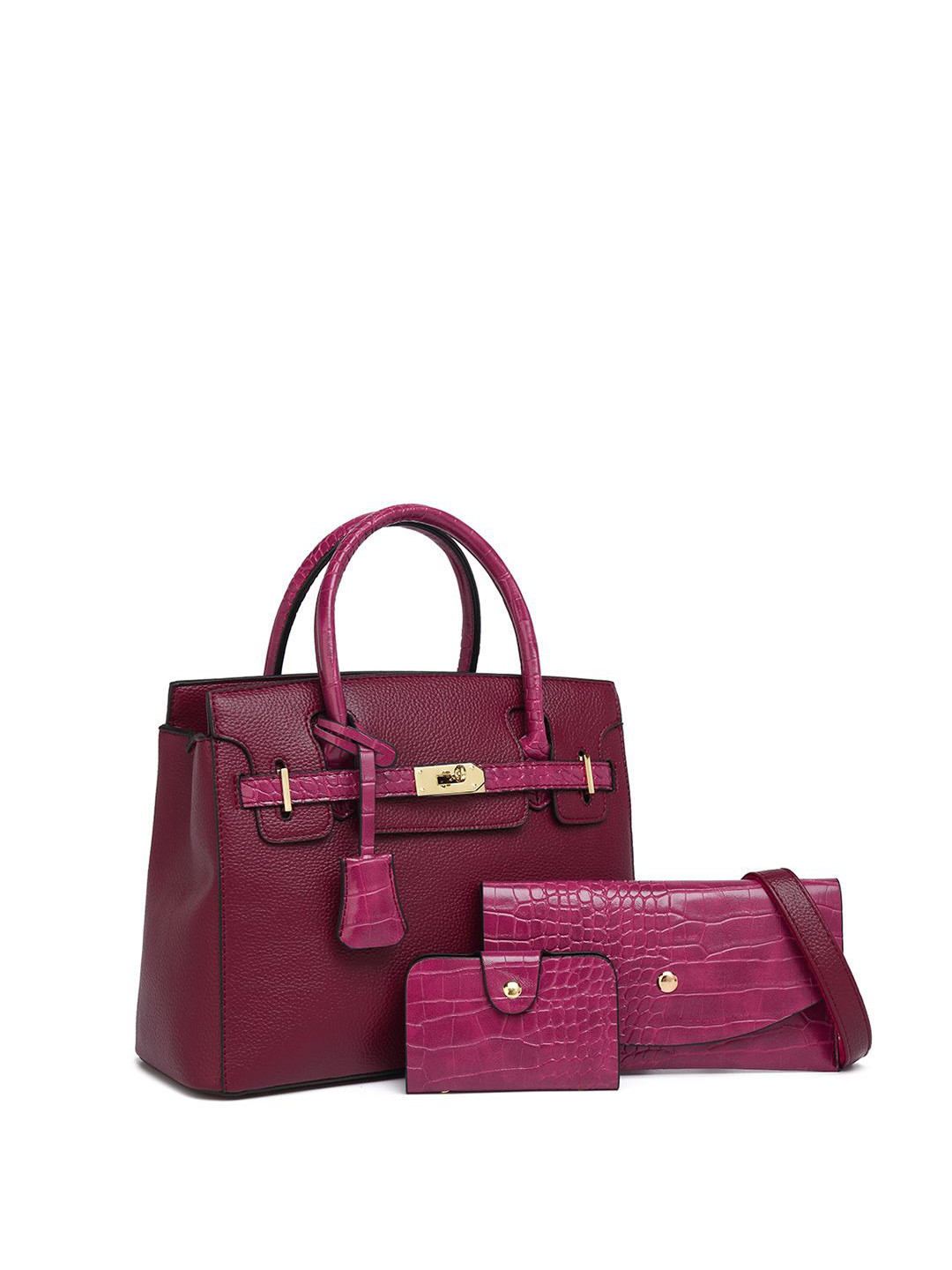 RAVE 3 Pieces Textured PU Structured Handheld Bags