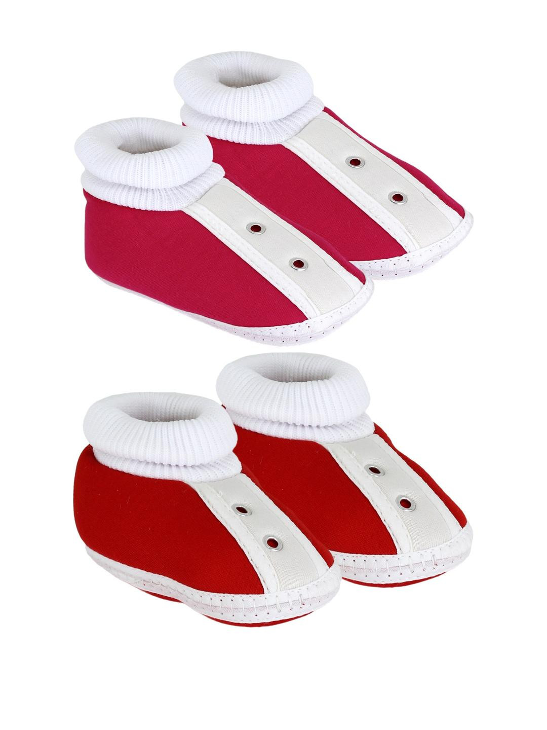 NESKA MODA 3 To 12 Month Infants Set of 2 Pair Combo Cute Soft Cotton Shoe Booties