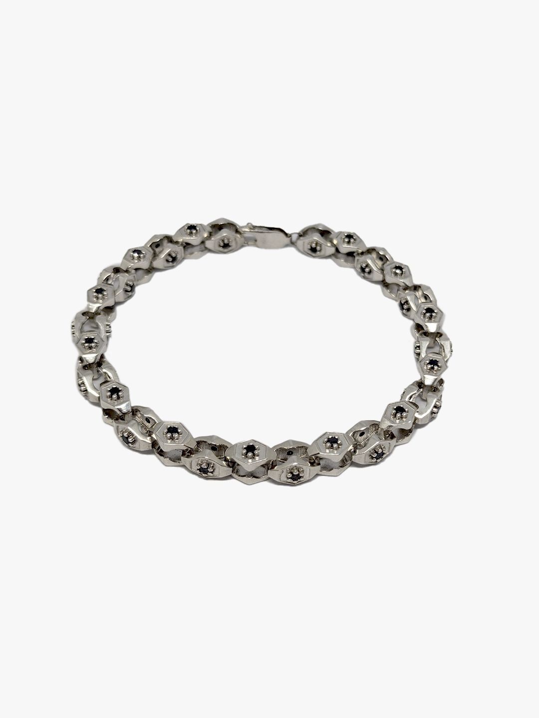 Defyne Unisex Sterling Silver Rhodium-Plated Charm Bracelet