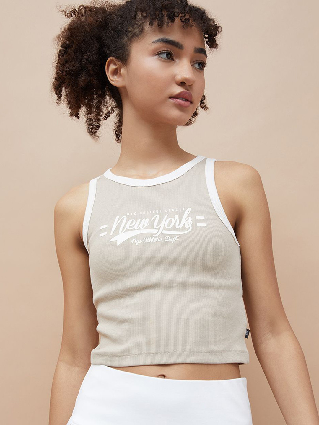 Kappa Typography Printed Sleeveless Cotton T-shirt