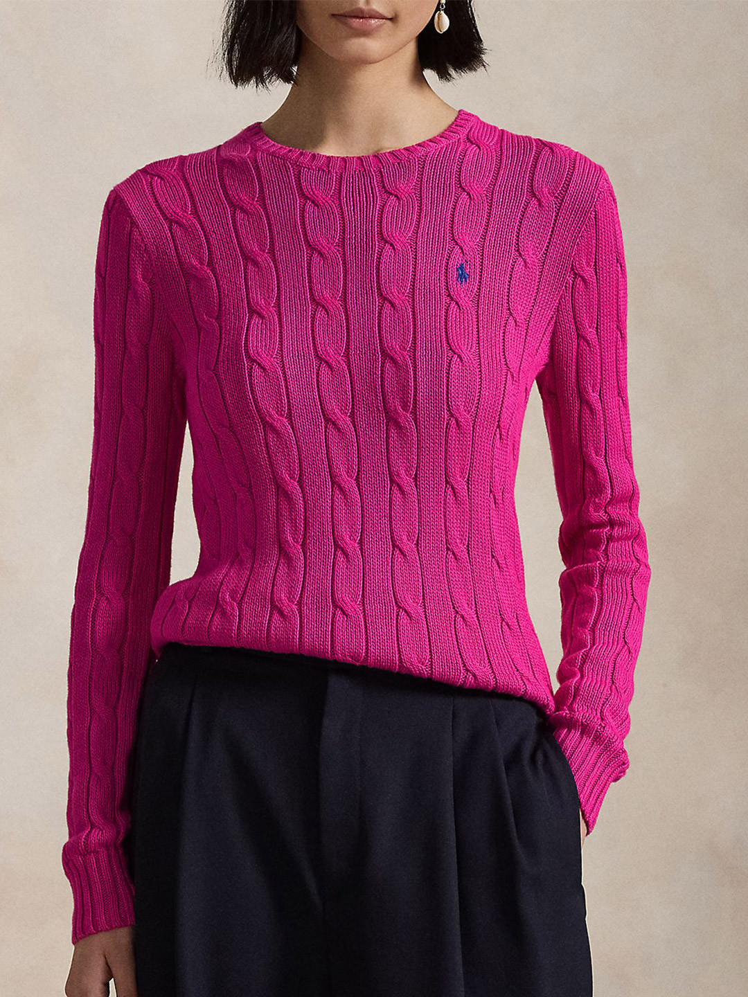 Polo Ralph Lauren Women Cable-Knit  Cotton Crewneck Sweater