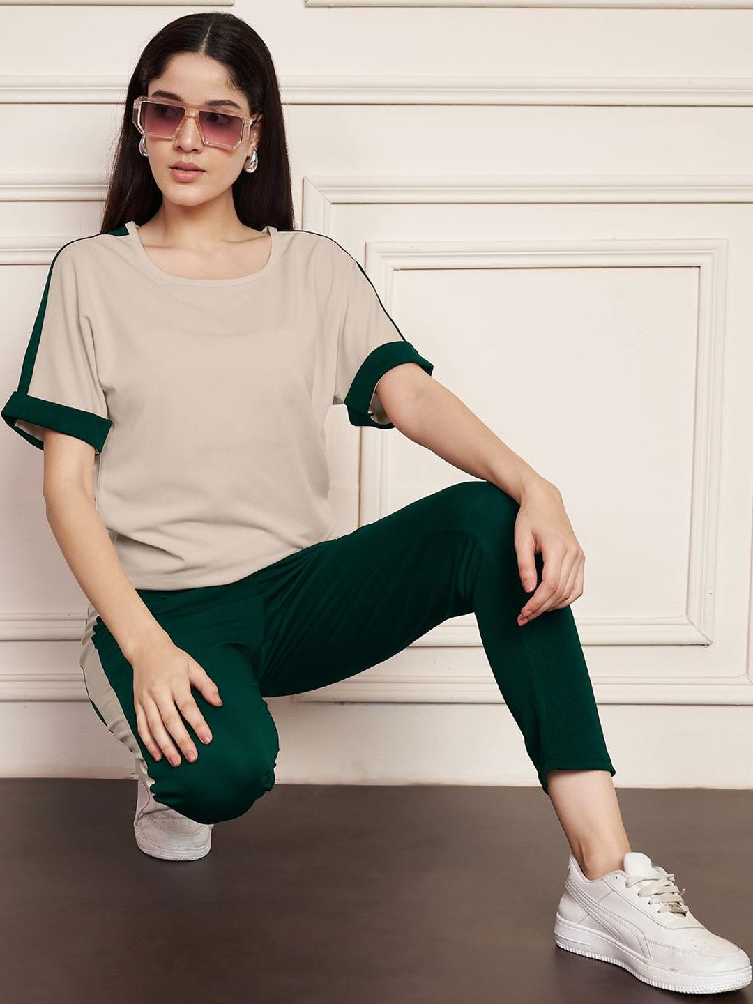 Moda Rapido Women Beige Polyester Tracksuits