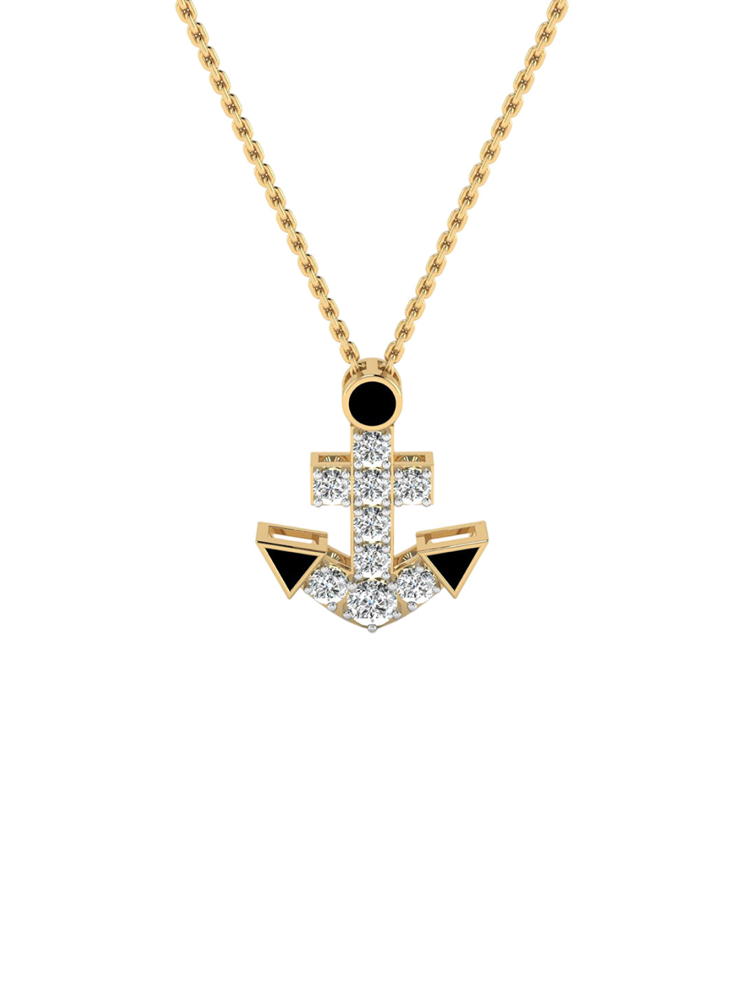 SHINE ETERNAL 14 Kt Yellow Gold Lab Grown Diamond Enchanted Anchor Pendant-2.066g