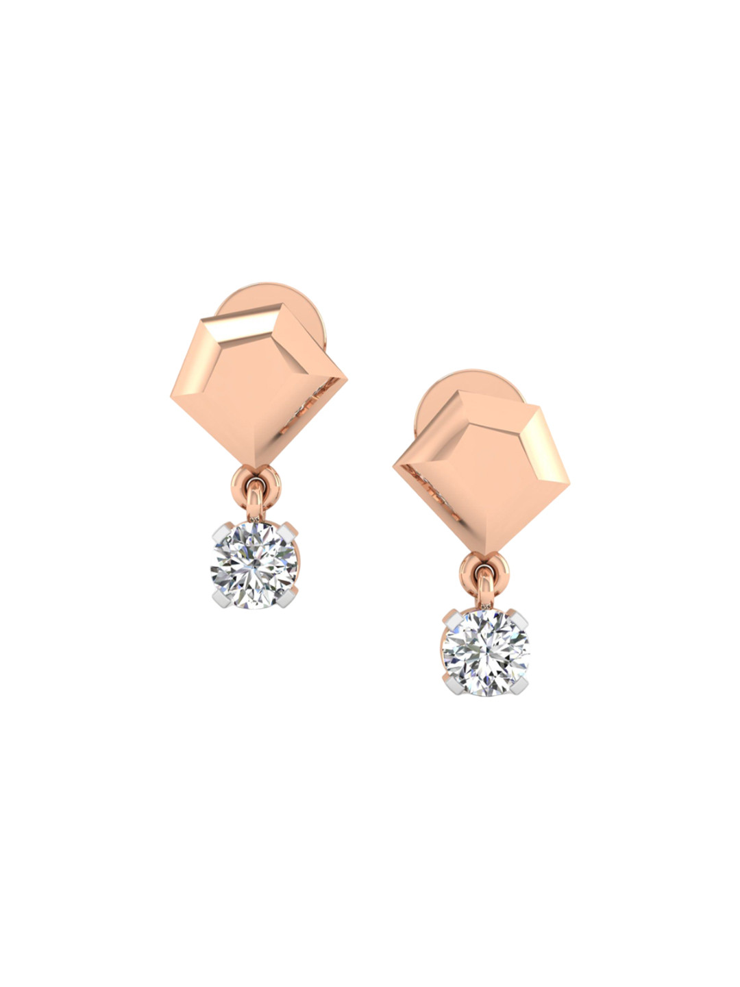 SHINE ETERNAL 14 Kt Rose Gold Lab Grown Diamond Geometric Round Diamond Drop Earrings