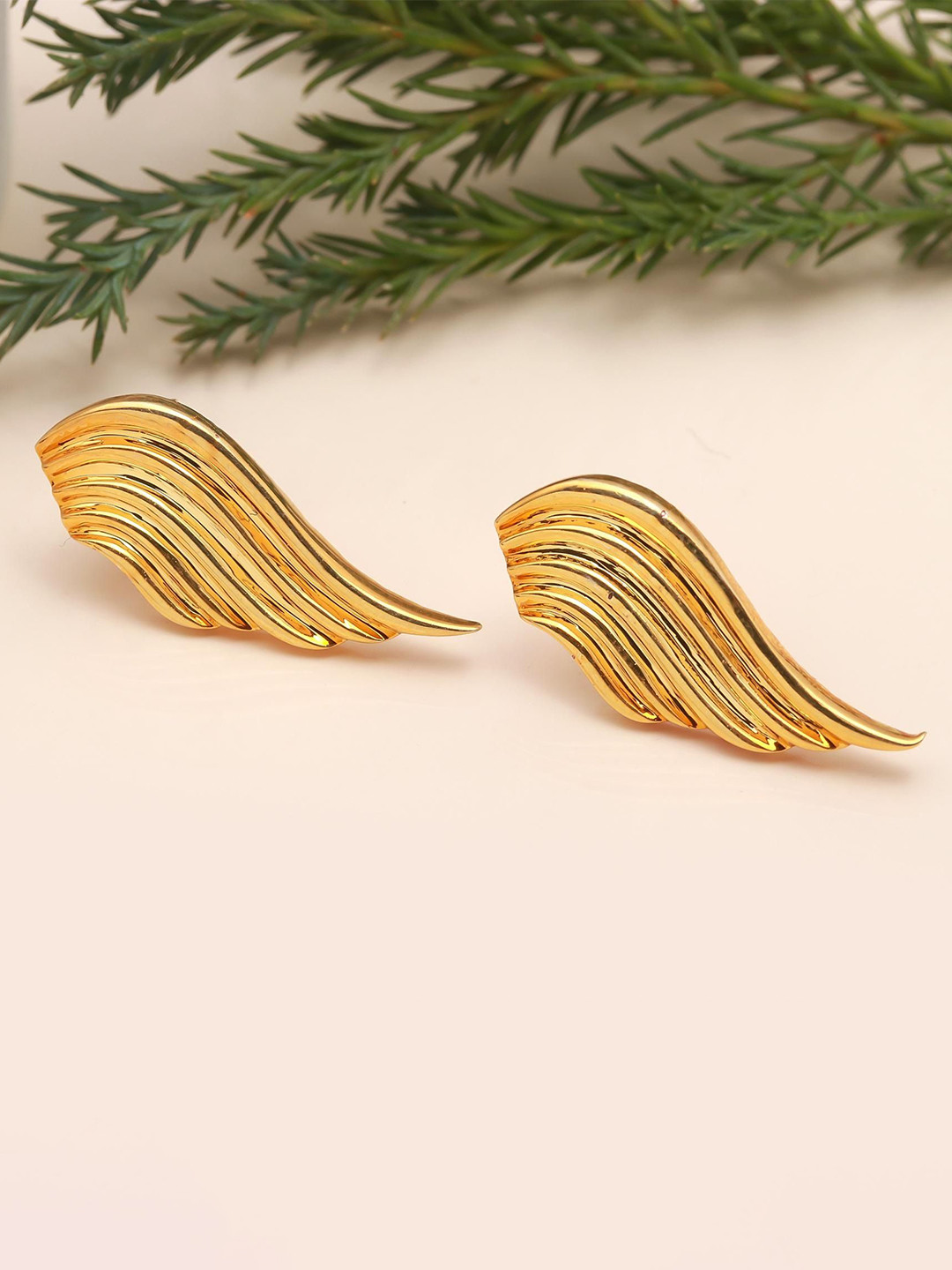 ORO ALMA Angel Gold-Plated Leaf Shaped Studs