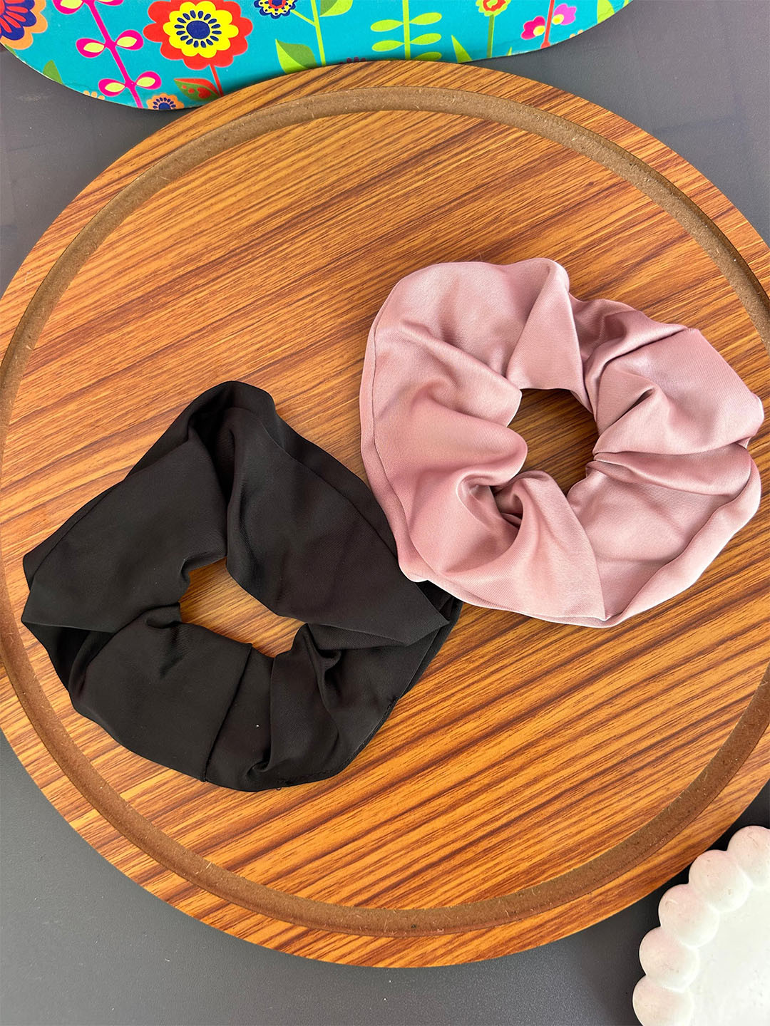 Radhya Accessories Large Satin Summer Scrunchies Pack of 2