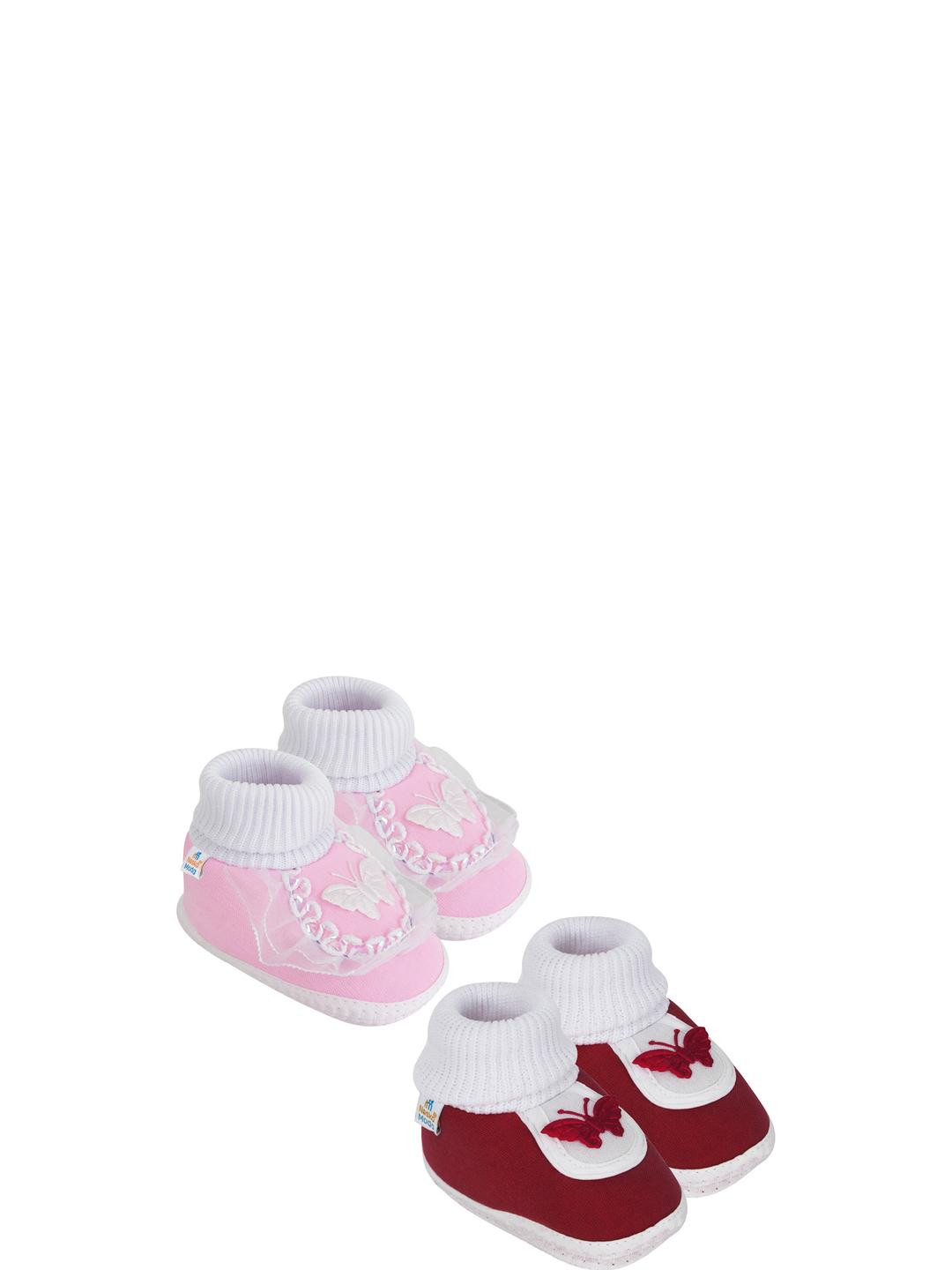 NESKA MODA 3 To 12 Months Infants Set of 2 Pair Cute Cotton Butterfly Shoe Booties