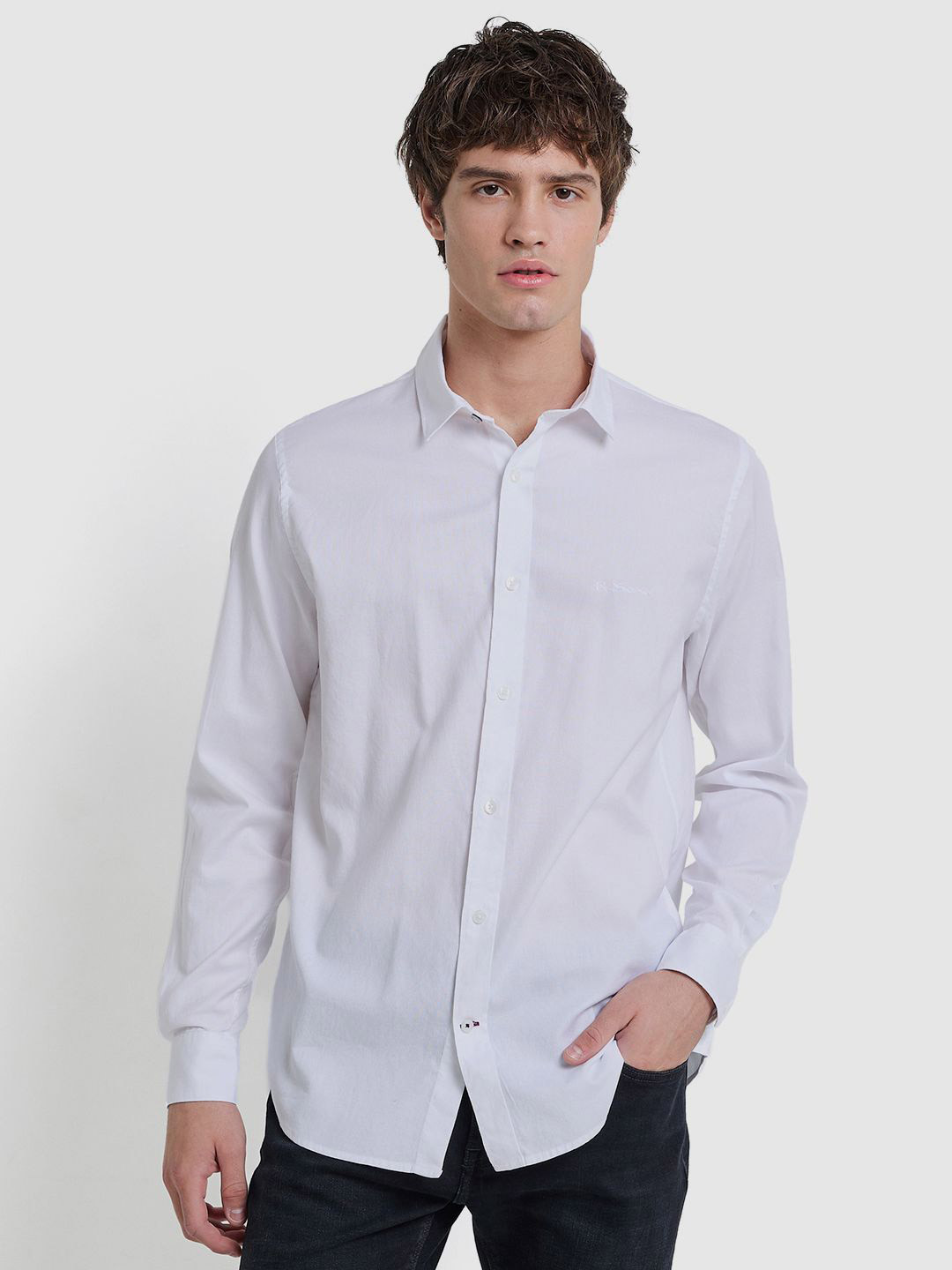 BEN SHERMAN Spread Collar Classic Cotton Casual Shirt